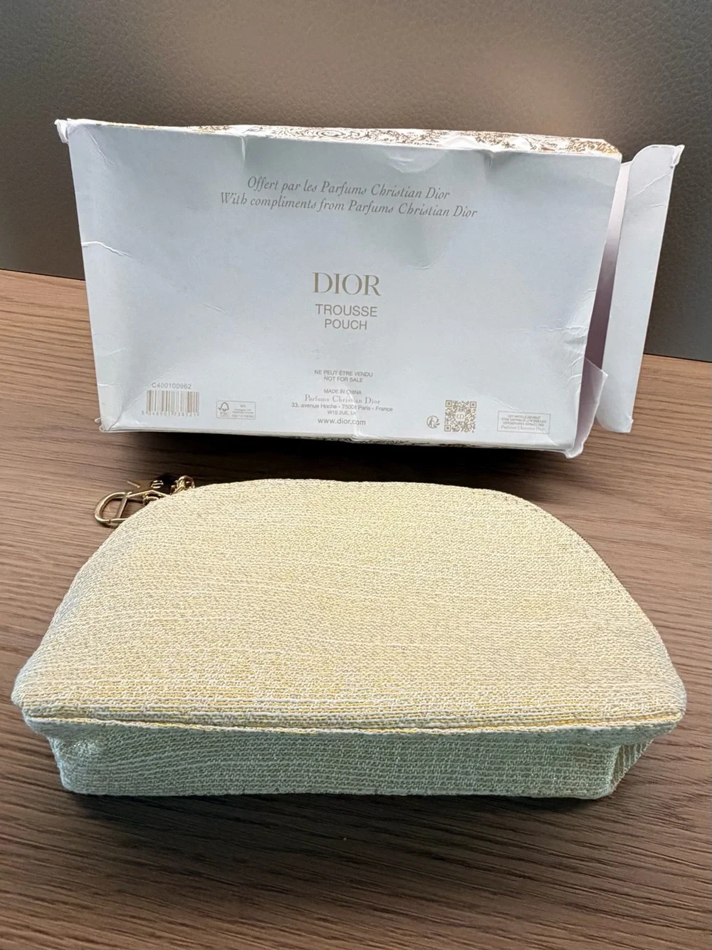 Dior 2024 Holiday Gift Gold Logo Pouch With Gold Star Charm